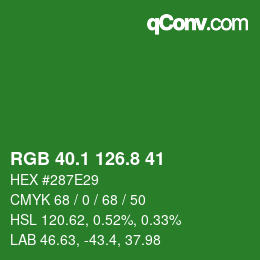 カラーコード: RGB 40.1 126.8 41 | qconv.com