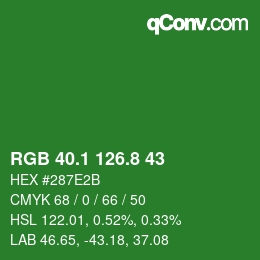 カラーコード: RGB 40.1 126.8 43 | qconv.com