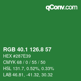 カラーコード: RGB 40.1 126.8 57 | qconv.com