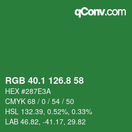 カラーコード: RGB 40.1 126.8 58 | qconv.com
