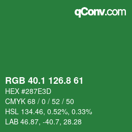 カラーコード: RGB 40.1 126.8 61 | qconv.com