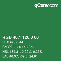 カラーコード: RGB 40.1 126.8 68 | qconv.com