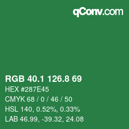 カラーコード: RGB 40.1 126.8 69 | qconv.com