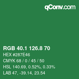 カラーコード: RGB 40.1 126.8 70 | qconv.com