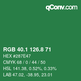 カラーコード: RGB 40.1 126.8 71 | qconv.com