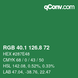 カラーコード: RGB 40.1 126.8 72 | qconv.com