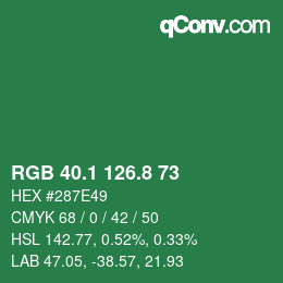 カラーコード: RGB 40.1 126.8 73 | qconv.com