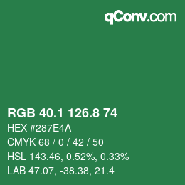 カラーコード: RGB 40.1 126.8 74 | qconv.com