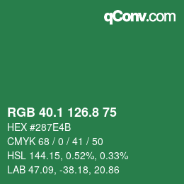 カラーコード: RGB 40.1 126.8 75 | qconv.com