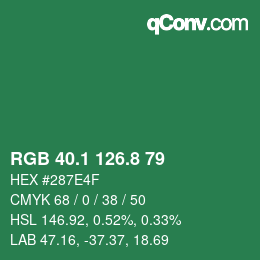 カラーコード: RGB 40.1 126.8 79 | qconv.com