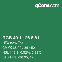 カラーコード: RGB 40.1 126.8 81 | qconv.com