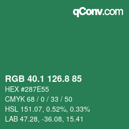 カラーコード: RGB 40.1 126.8 85 | qconv.com