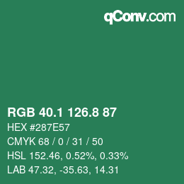 カラーコード: RGB 40.1 126.8 87 | qconv.com