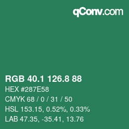 カラーコード: RGB 40.1 126.8 88 | qconv.com