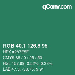 カラーコード: RGB 40.1 126.8 95 | qconv.com