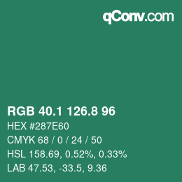 カラーコード: RGB 40.1 126.8 96 | qconv.com