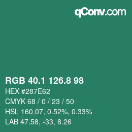 カラーコード: RGB 40.1 126.8 98 | qconv.com