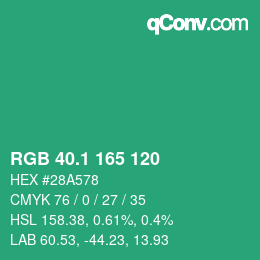カラーコード: RGB 40.1 165 120 | qconv.com