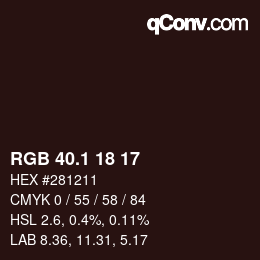 カラーコード: RGB 40.1 18 17 | qconv.com