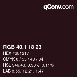 カラーコード: RGB 40.1 18 23 | qconv.com