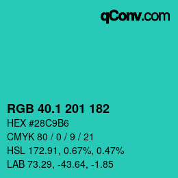 カラーコード: RGB 40.1 201 182 | qconv.com
