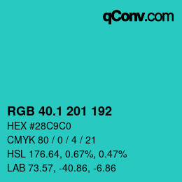 カラーコード: RGB 40.1 201 192 | qconv.com