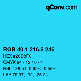 カラーコード: RGB 40.1 216.8 246 | qconv.com