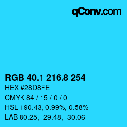 カラーコード: RGB 40.1 216.8 254 | qconv.com