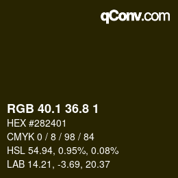 カラーコード: RGB 40.1 36.8 1 | qconv.com