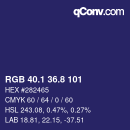 カラーコード: RGB 40.1 36.8 101 | qconv.com