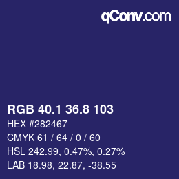 カラーコード: RGB 40.1 36.8 103 | qconv.com