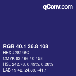 カラーコード: RGB 40.1 36.8 108 | qconv.com