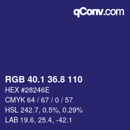 カラーコード: RGB 40.1 36.8 110 | qconv.com
