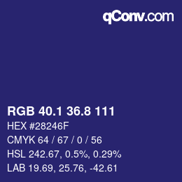カラーコード: RGB 40.1 36.8 111 | qconv.com