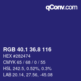 カラーコード: RGB 40.1 36.8 116 | qconv.com