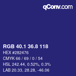 カラーコード: RGB 40.1 36.8 118 | qconv.com