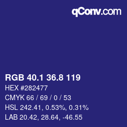 Color code: RGB 40.1 36.8 119 | qconv.com
