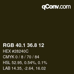 Color code: RGB 40.1 36.8 12 | qconv.com