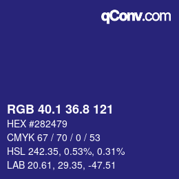 カラーコード: RGB 40.1 36.8 121 | qconv.com