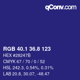 カラーコード: RGB 40.1 36.8 123 | qconv.com