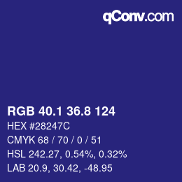 カラーコード: RGB 40.1 36.8 124 | qconv.com