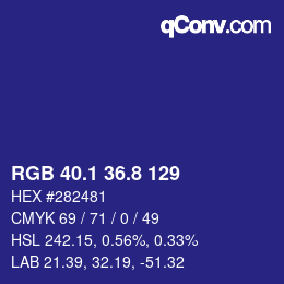 カラーコード: RGB 40.1 36.8 129 | qconv.com