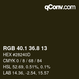 カラーコード: RGB 40.1 36.8 13 | qconv.com