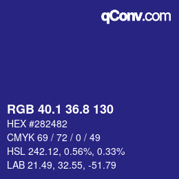 カラーコード: RGB 40.1 36.8 130 | qconv.com