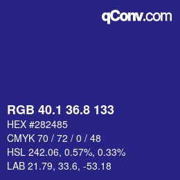 カラーコード: RGB 40.1 36.8 133 | qconv.com