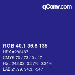 カラーコード: RGB 40.1 36.8 135 | qconv.com