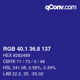 カラーコード: RGB 40.1 36.8 137 | qconv.com