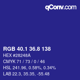 カラーコード: RGB 40.1 36.8 138 | qconv.com