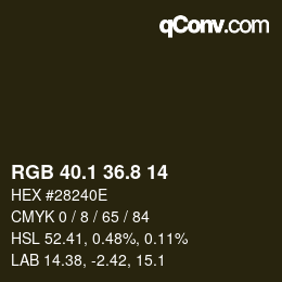 Color code: RGB 40.1 36.8 14 | qconv.com