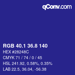 カラーコード: RGB 40.1 36.8 140 | qconv.com